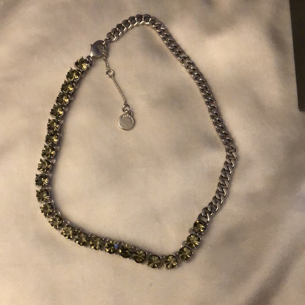 All Saints Mixed Silver Tone Curb Chain & Smoky Black Crystal Necklace NEW - Picture 10 of 13